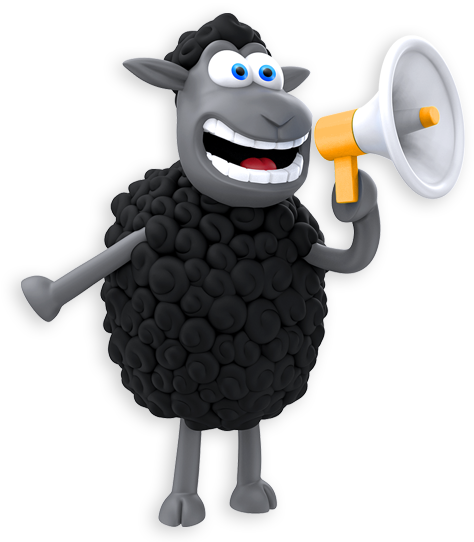 Schaap met megafoon
