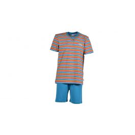 Jongens-Heren Pyjama, Rood-Oranje Gestreept, Nijlpaard