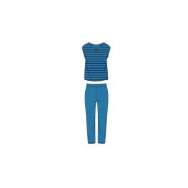 Meisjes-Dames T-Shirt En Broek, Blauw Gestreept, Kikker
