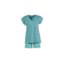 Meisjes-Dames T-Shirt En Short, Munt-Turquoise Gestreept, Papegaai