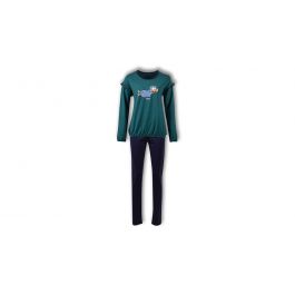 Woody Meisjes Pyjama Donkerblauw - Groen Gestreept