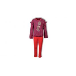 Woody Meisjes Pyjama Rood - Donkerblauw Gestreept