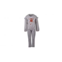 Woody Dames Pyjama Gebroken Wit - Grijs Melange Gestreept