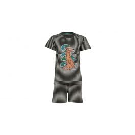 Woody Jongens Pyjama Donkergroen-Gebroken Wit Gestreept