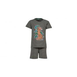 Woody Mannen Pyjama Donkergroen-Gebroken Wit Gestreept