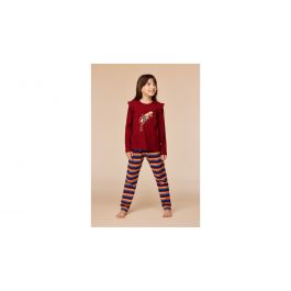 Pyjama Meisjes Woody Pony Multistripe - Donkerrood
