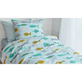 Beddinghouse Kids Fishy Dekbedovertrek - Mint Groen
