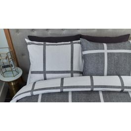 Rivièra Maison Grand Street Dekbedovertrek Flanel - Antraciet