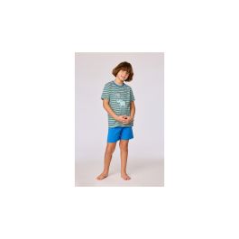 Pyjama Jongens Woody Str T-shirt Olifant - Groen Blauwe streep