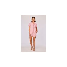 Pyjama Dames Woody Hemd plantjes KM Short - Rood Roos