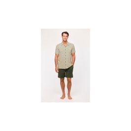 Pyjama Heren Woody Strepen Knoopjes Uni Short - Beige