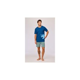 Pyjama Heren Woody Str Shortje Olifant - Donkerblauw