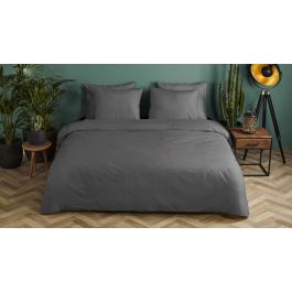 Dekbedovertrek Hip Katoensatijn Uni - Anthracite