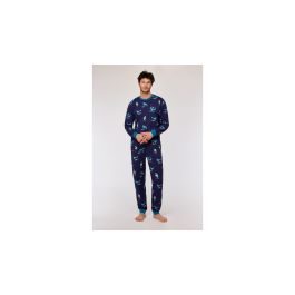 Pyjama Heren Woody Duivenprint Allover - Donkerblauw
