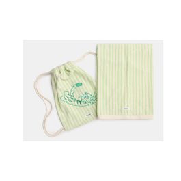 Handdoek Woody Gestreept Met Zakje Tijger - Groen