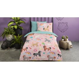 Dekbedovertrek Kids Good Morning Horses Hearts - Multi