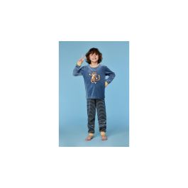Pyjama Jongens Woody Kat Gestr Broek - Blauwgrijs