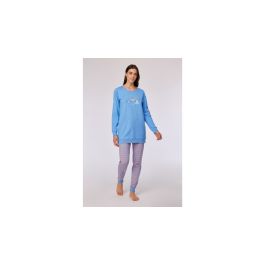 Pyjama Dames Woody Roze Strepen Broek - Blauw