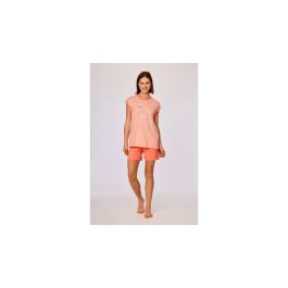 Pyjama Dames Woody Strepen Olifant Shortje - Perzikoranje
