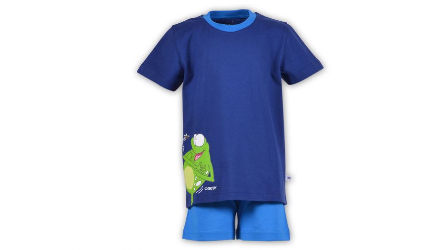 woody pyjama kikker blauw