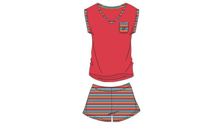 Dames Pyjama, Grenadine Rood, Nijlpaard