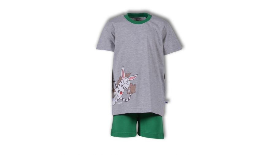 Jongens - Heren Pyjama Zebra, Licht Grijs Mélange