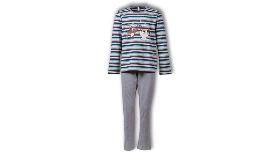Woody Meisjes Pyjama Petrol Grijsblauw Gestreept