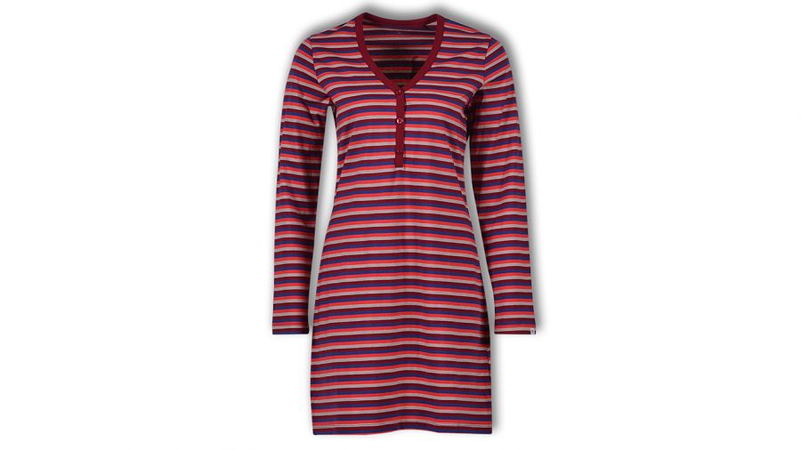 Woody Dames Slaapkleed Rood-Blauw Gestreept