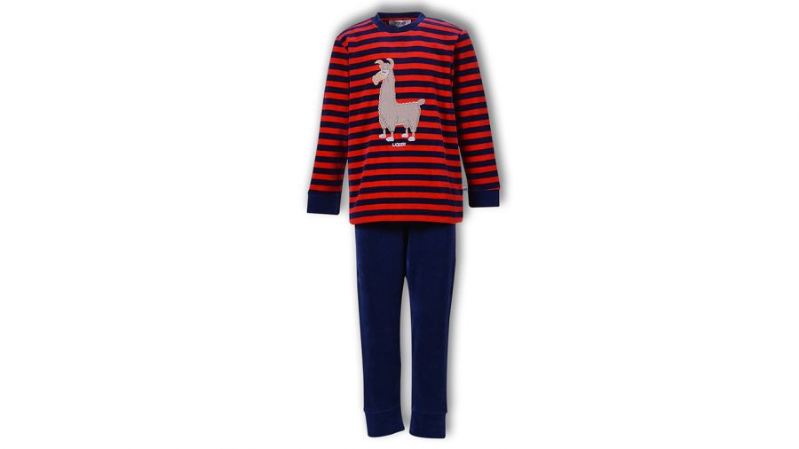 Woody Jongens Pyjama Donkerblauw-Rood Gestreept