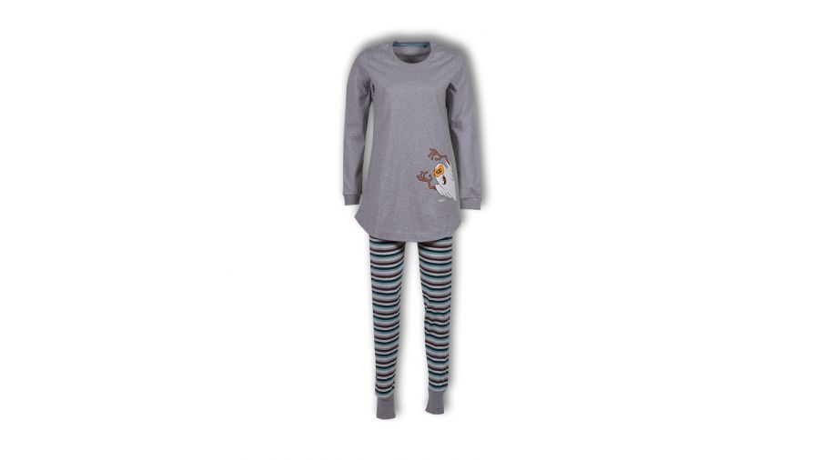 Woody Dames Pyjama Grijs Melange