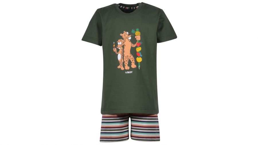 Woody Mannen Pyjama Donkergroen