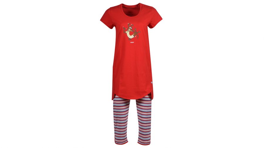 Dames pyjama felrood hond