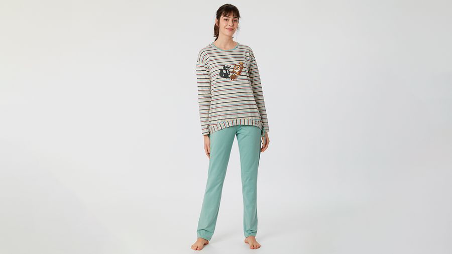 eetlust Doctor in de filosofie Perforatie Sleepworld - Woody Dames Pyjama Stripe Owl groen