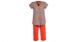 Dames Pyjama, Rood-Oranje Gestreept, Nijlpaard