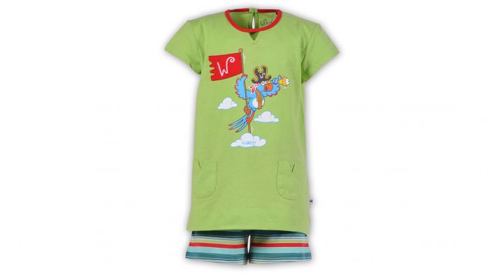 Meisjes pyjama, Woody, Papegaai, Limoen Groen, Korte Mouwen