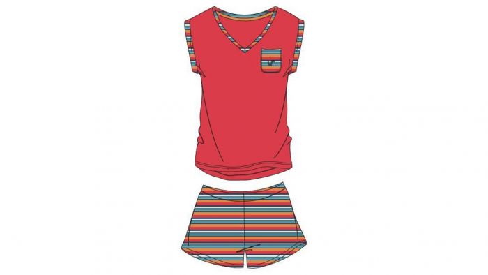 Dames Pyjama, Grenadine Rood, Nijlpaard