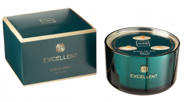 De J-Line Geurkaars Excellent White Tea Petrol Large heeft een prachtige rustgevende petrol kleur en is verwerkt in een luxueus petrol glanzend glas. Deze kwaliteitsvolle geurkaars staat met een brandtijd van 40 uur garant voor een langdurige zachte heerl