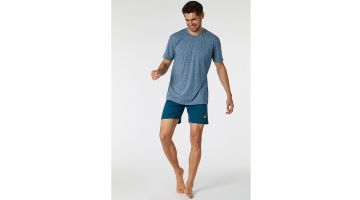 Woody Heren Pyjama Melange Blauw Banaan
