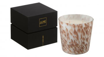 De J-Line Geurkaars Noa Neon Night Wit Goud Small heeft een prachtige elegante witte kleur met gouden vlekjes. Deze kwaliteitsvolle geurkaars staat met een brandtijd van 50 uur garant voor een langdurige heerlijke citrus-fruitige geur in huis.